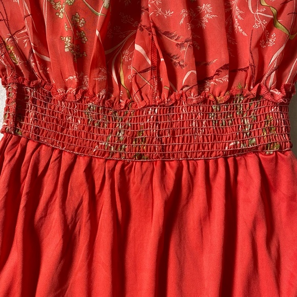 Kate.Lily Orange v-neck Tiered ruffled Summer Tropical maxi dress. Sz14 - Picture 11 of 16